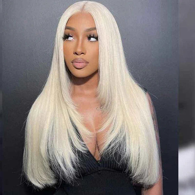 Layered Cut Blonde Pre Plucked Glueless Straight 5x5 13x4 Transparent Lace Wigs junoda