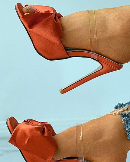 Longshot Orange Satin Stiletto Heels whit Big Bow