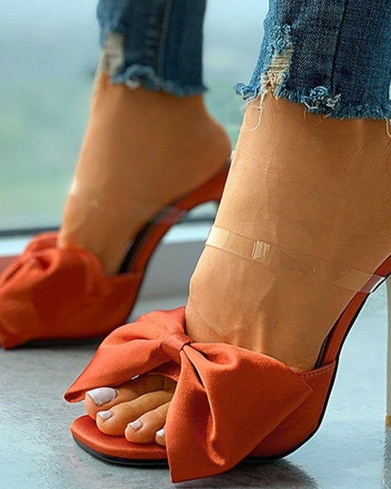 Longshot Orange Satin Stiletto Heels whit Big Bow