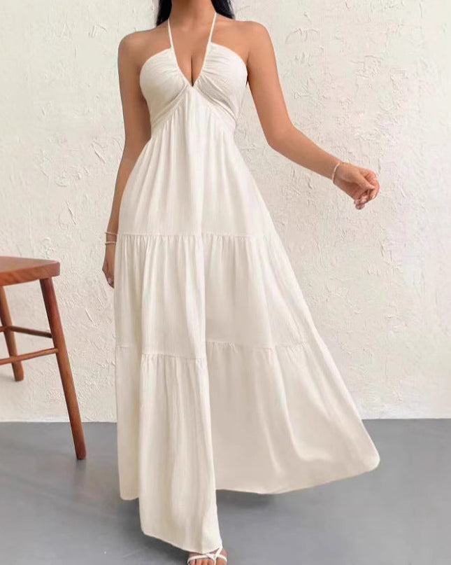 Halter Flowy Maxi Dress Tie back