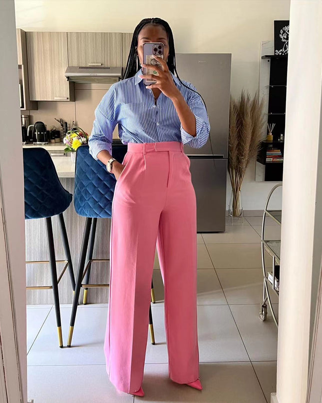 Women's High Waist Straight-leg Wide-leg Pants
