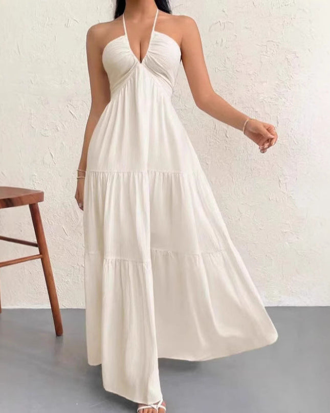 Halter Flowy Maxi Dress Tie back