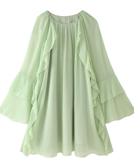 Women's Gentle Chiffon Laminated Ruffled Dress
