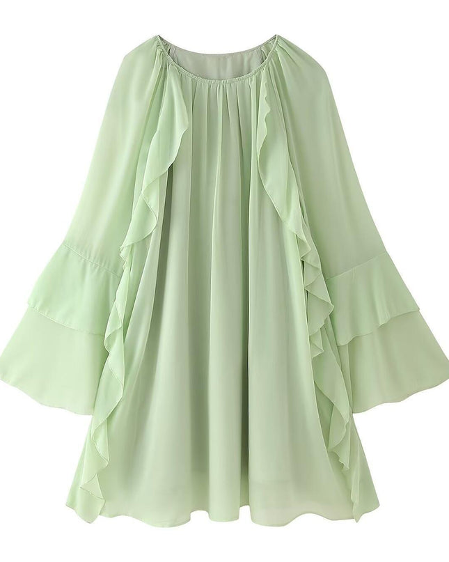 Women's Gentle Chiffon Laminated Ruffled Dress