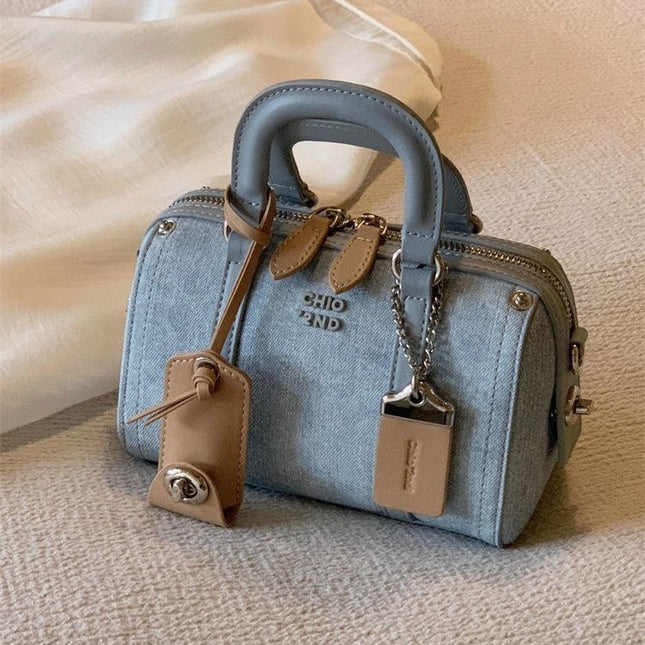 Women's Trendy Platinum Blue Sea Area Pillow Shoulder Bags Rirati