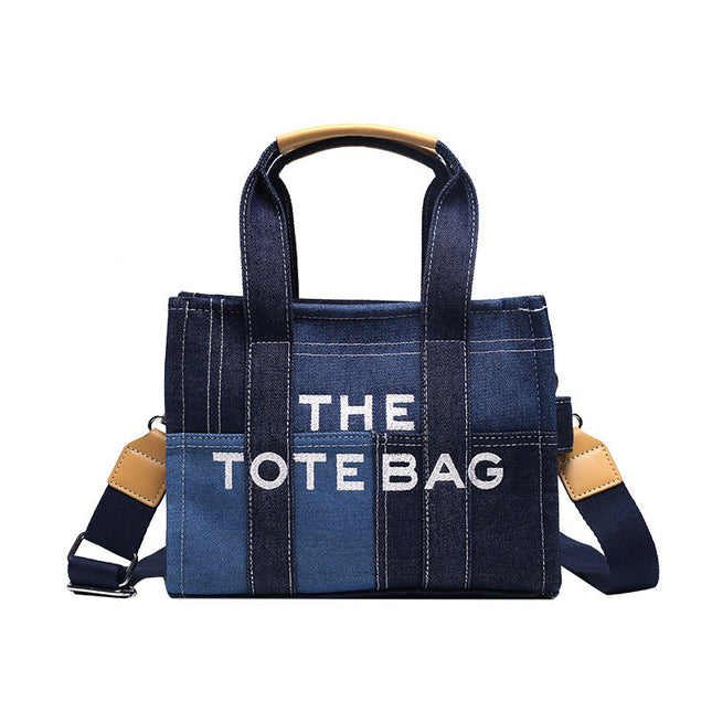 Women's Embroidered Letters Denim Blue Retro Patchwork Crossbody Bags Rirati