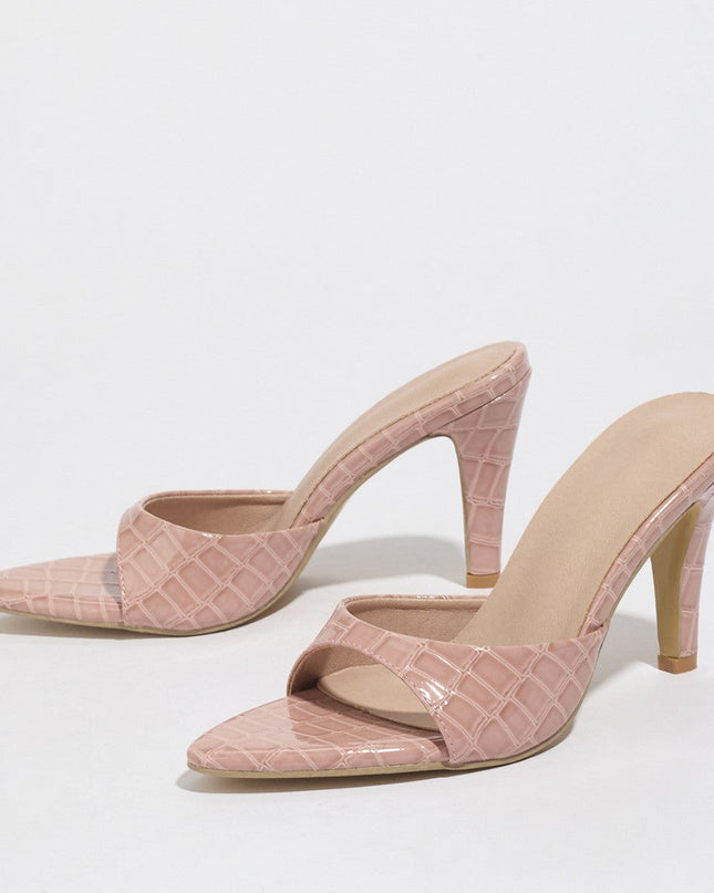 Pointed Toe Open Toe Stiletto Heel Slippers