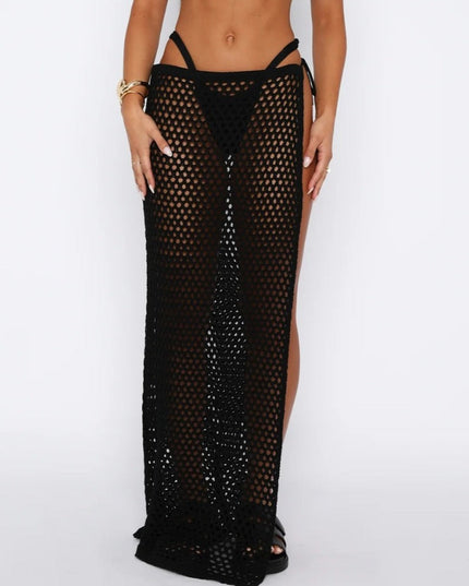 Women's Beach Sun Protection Hollow Out See-through High Slit Skirt