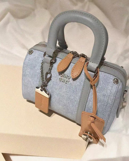 Women's Trendy Platinum Blue Sea Area Pillow Shoulder Bags Rirati