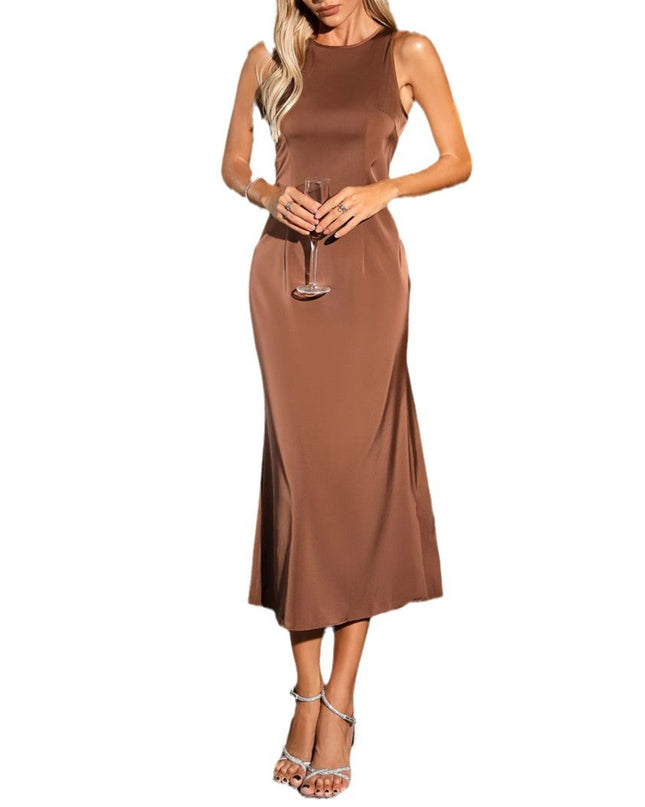 Women's Fashion Graceful Personality Sleeveless Satin Dress