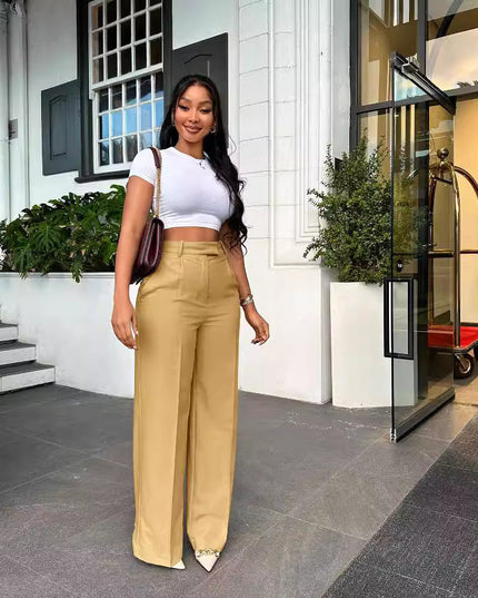 Women's High Waist Straight-leg Wide-leg Pants