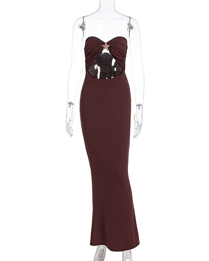 Summer Arrival Women Tube Top Hollow Out Cutout Slim Fit Backless Starfish Decorative Dress