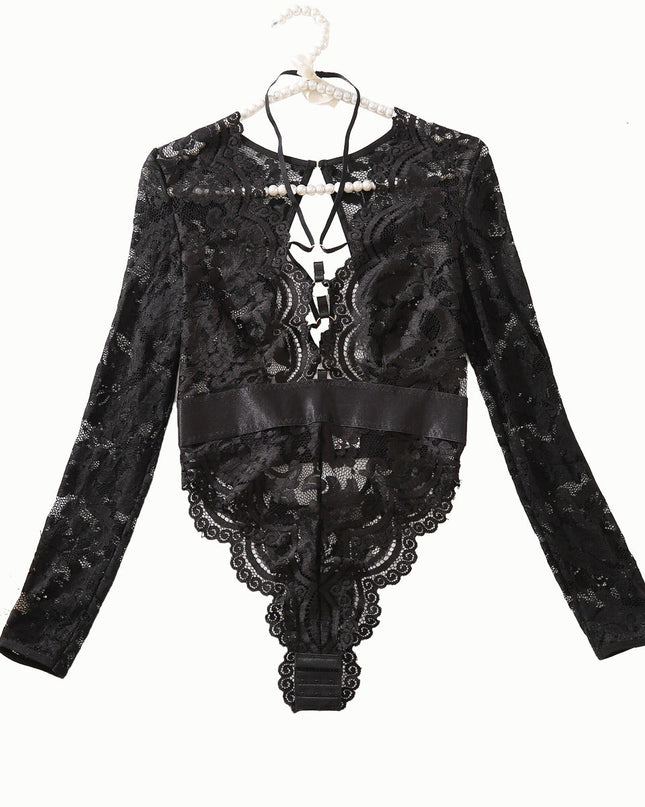 Fashion Special-interest Mesh Transparent Backless Hollow Comfort Jumpsuit