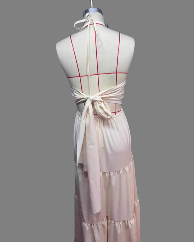 Halter Flowy Maxi Dress Tie back