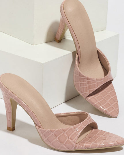 Pointed Toe Open Toe Stiletto Heel Slippers