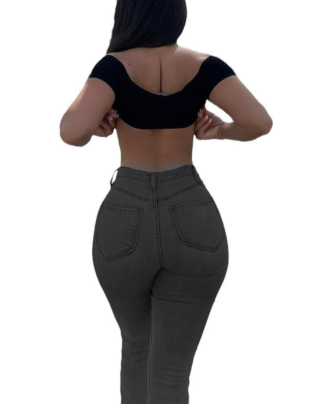 Bell-bottom Women's European And American Hip Raise Slimming Mop Pants
