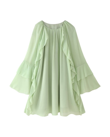Women's Gentle Chiffon Laminated Ruffled Dress
