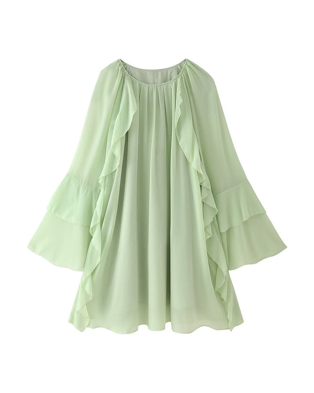 Women's Gentle Chiffon Laminated Ruffled Dress