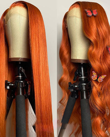 Junoda Ginger Blonde Straight Hair 4x4 Lace Closure Wig 150% Density junoda