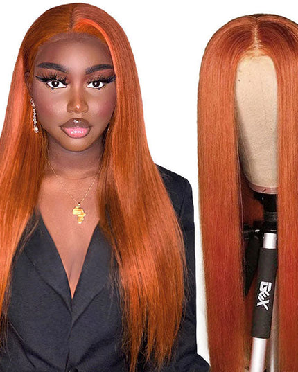 Junoda Ginger Blonde Straight Hair 4x4 Lace Closure Wig 150% Density junoda