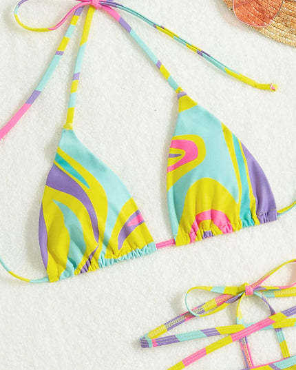 Printed Cross-Strap Bikini Set | ZAKAPOP