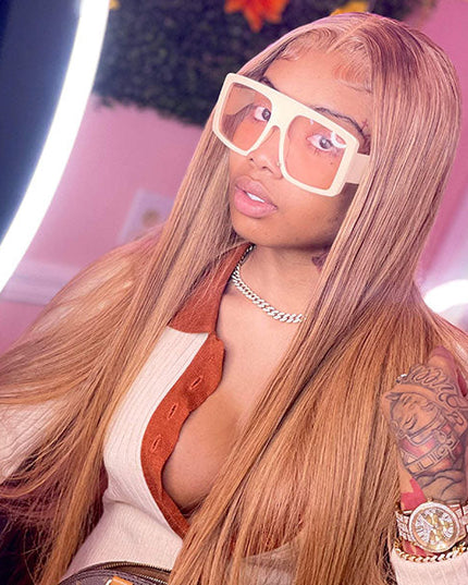 Queenleoraisback Recommend Junoda 27 Color Straight Human Hair Wigs Caramel Blonde Transparent Lace Front Wig junoda