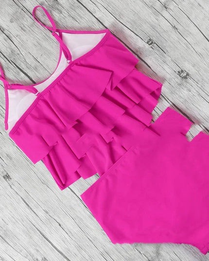 RuffleWave: Chic High Waist Bikini & Tankini Set