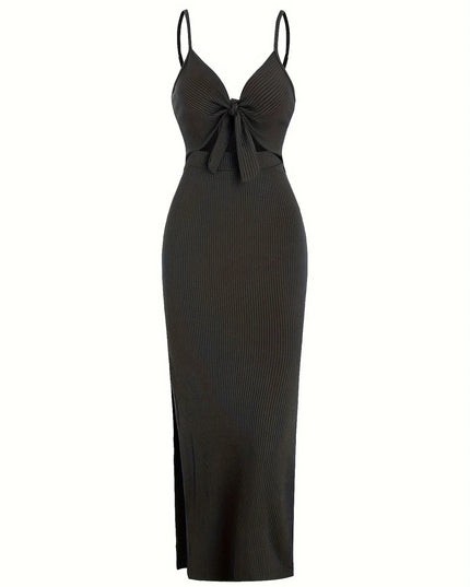 European and American Knitted Simple Sleeveless Halter Dress for Spring and Summer, Backless Sexy Maxi Dress with Neckline Urban Fashion Icon