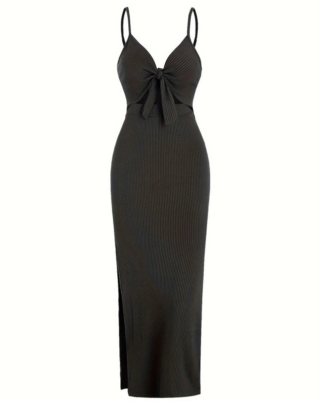 European and American Knitted Simple Sleeveless Halter Dress for Spring and Summer, Backless Sexy Maxi Dress with Neckline Urban Fashion Icon