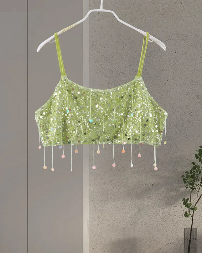 Sexy Tassel Chains Women's Set Elegant Solid Sequins Hip Package Female Party Mini Skirts Summer Holiday Lady Outfit Beachwear Urban Fashion Icon