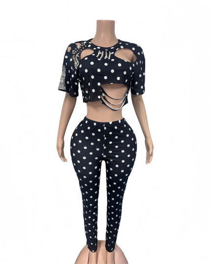Polka Dot Two-Piece Pants Set