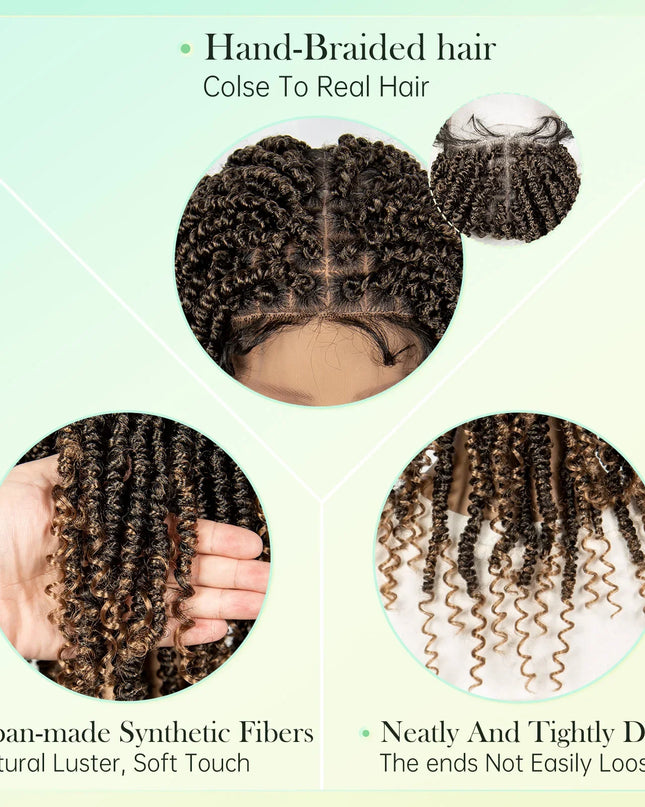 14Inch Full Lace Braided Wigs Synthetic Lace Frontal Twisted Braids Wigs with Baby Hair Knotless Box Braids Wig for Black Women Caethelstore.com