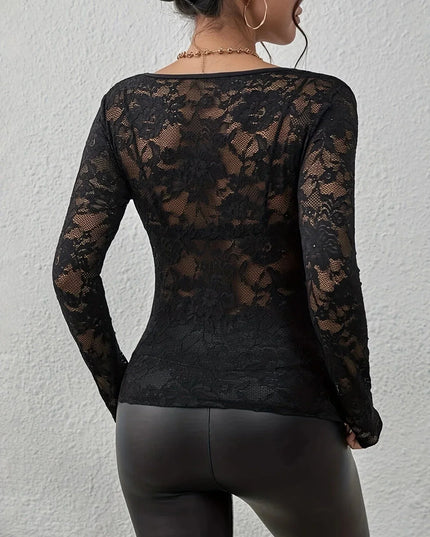 Long Sleeve Sheer Blouse