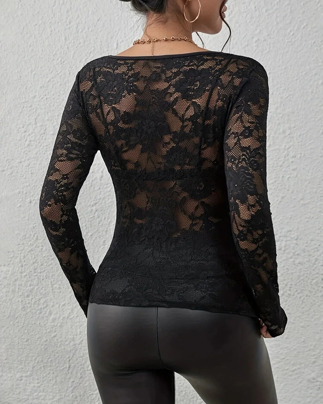 Long Sleeve Sheer Blouse