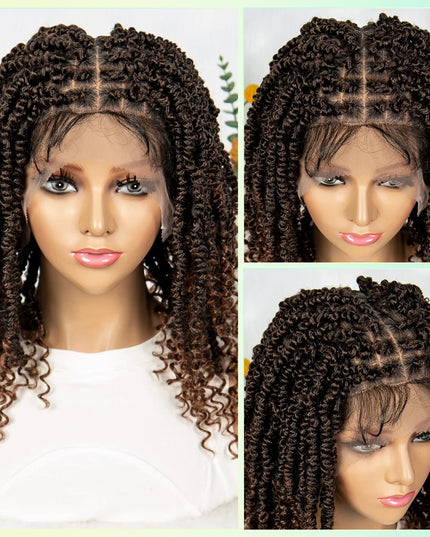 14Inch Full Lace Braided Wigs Synthetic Lace Frontal Twisted Braids Wigs with Baby Hair Knotless Box Braids Wig for Black Women Caethelstore.com