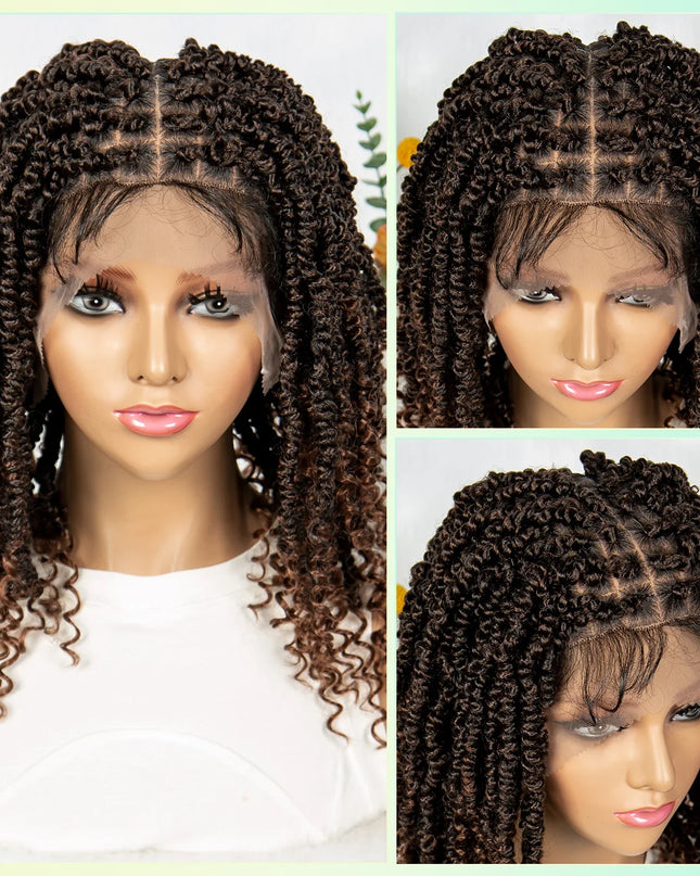 14Inch Full Lace Braided Wigs Synthetic Lace Frontal Twisted Braids Wigs with Baby Hair Knotless Box Braids Wig for Black Women Caethelstore.com
