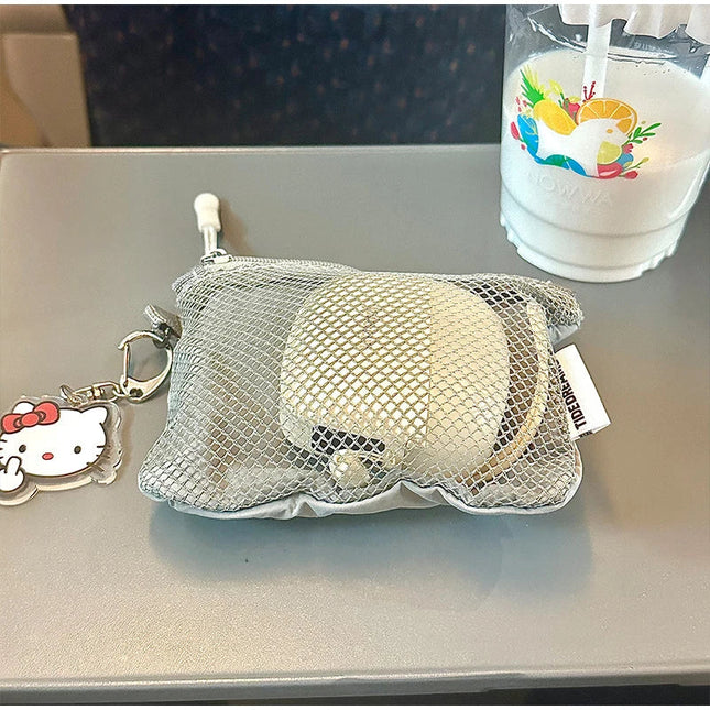 Hello Kitty keychain with mesh makeup storage coin purse, mini portable bag