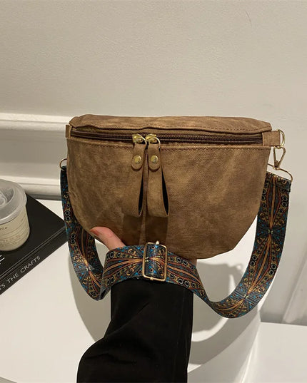 Stylish Hobo Solid Color Satchel | Luxury Designer Chest Bag & Women's PU Leather Waist Bags (Wide Strap Fashion Fanny Shoulder Pack)