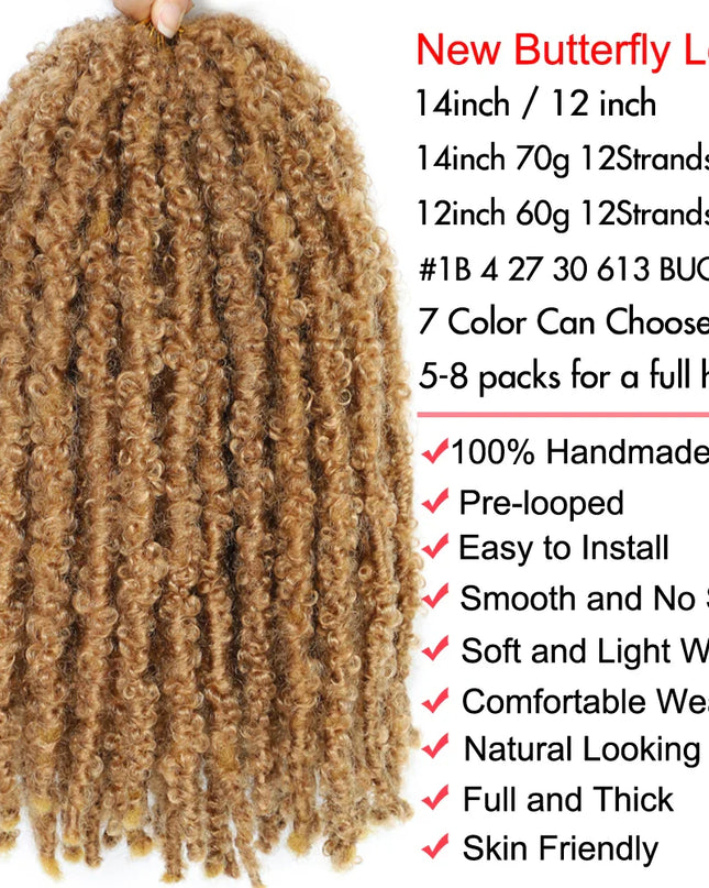 14 12 inch Butterfly Faux Locs Crochet Hair Braids Pre looped Distressed Goddess Butterfly Soft Locs Crochets Braids Cheveux Lok Caethelstore.com