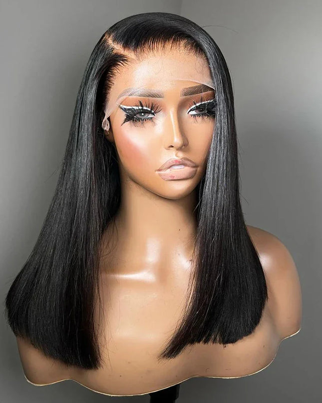 13x4 Lace Front Human Hair Wig Transparent Lace Frontal Wigs For Black Women Short Bob Wig Multiple Remy Straight Natural Wig