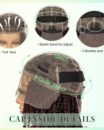 14Inch Full Lace Braided Wigs Synthetic Lace Frontal Twisted Braids Wigs with Baby Hair Knotless Box Braids Wig for Black Women Caethelstore.com