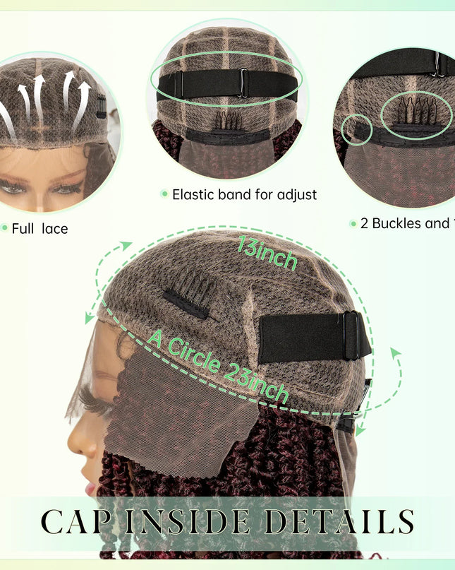 14Inch Full Lace Braided Wigs Synthetic Lace Frontal Twisted Braids Wigs with Baby Hair Knotless Box Braids Wig for Black Women Caethelstore.com