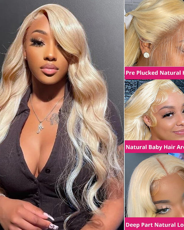 Honey Blonde Lace Front Wig Human Hair Wigs For Women Brazilian Hair Pre Plucked 30 32 Inch 13x4 Body Wave 613 Lace Frontal Wig