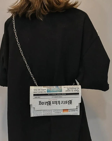 Women's Newspaper Messenger Bag | Shoulder Bag Personality Fashion Small Square Bag