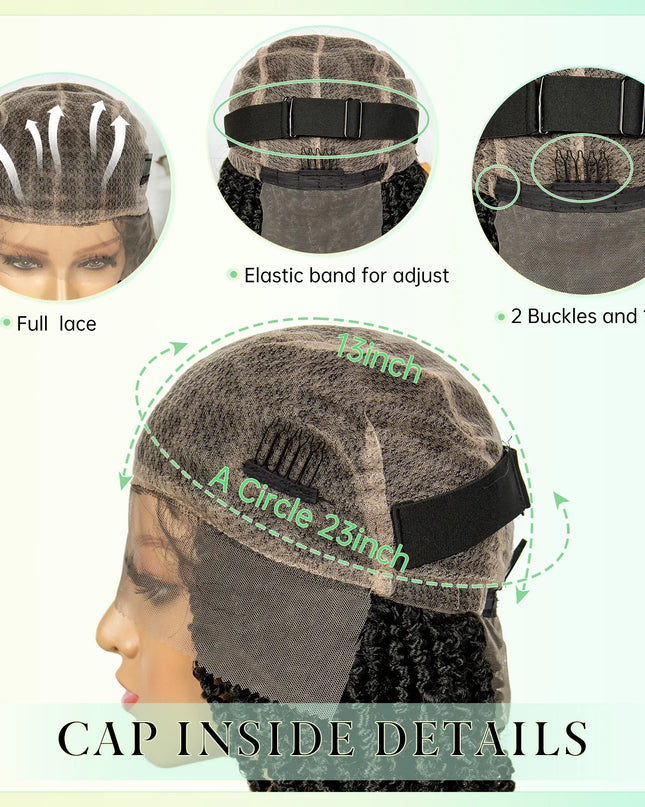 14Inch Full Lace Braided Wigs Synthetic Lace Frontal Twisted Braids Wigs with Baby Hair Knotless Box Braids Wig for Black Women Caethelstore.com