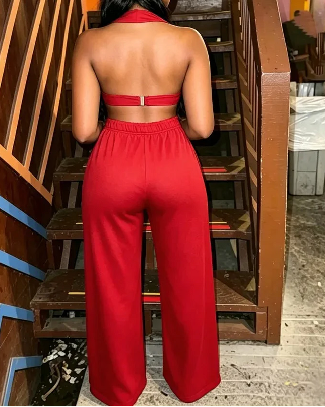 Hole Loose Pants Two-Piece Set