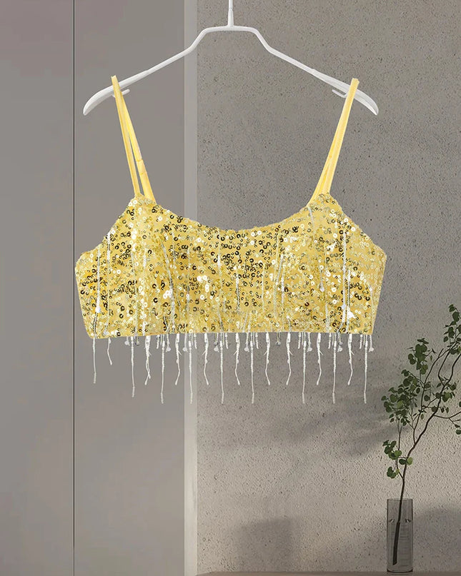 Sexy Tassel Chains Women's Set Elegant Solid Sequins Hip Package Female Party Mini Skirts Summer Holiday Lady Outfit Beachwear Urban Fashion Icon