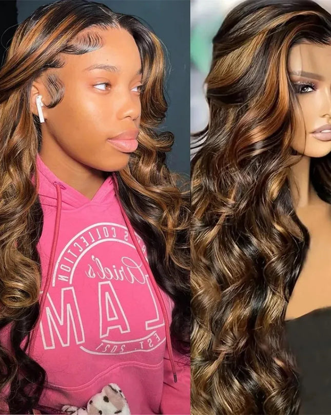 1B/30 Ombre Highlight Lace Front Wigs Human Hair 13x6 Body Wave Wig Human Hair 13x4 Transparent Lace Frontal Wigs For Women Caethelstore.com