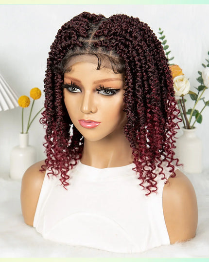 14Inch Full Lace Braided Wigs Synthetic Lace Frontal Twisted Braids Wigs with Baby Hair Knotless Box Braids Wig for Black Women Caethelstore.com