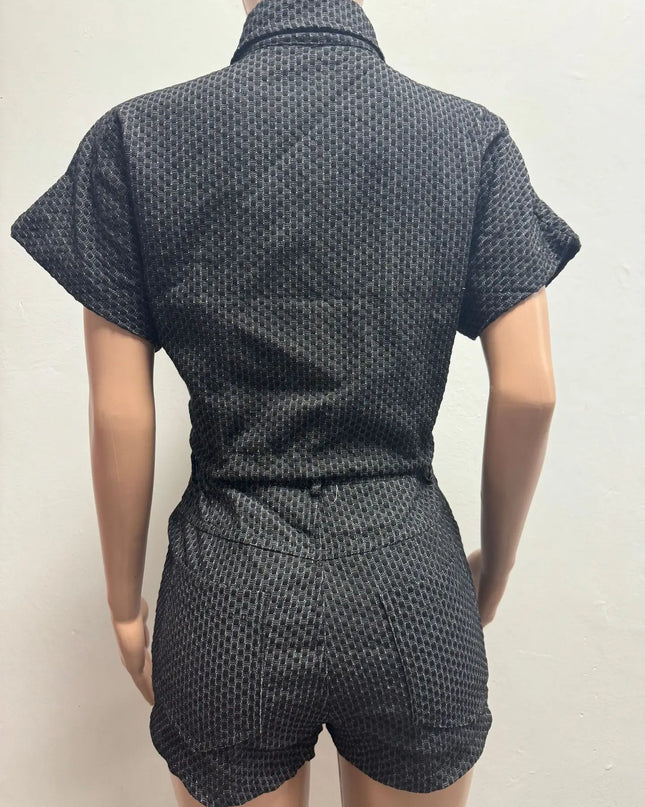 Denim Two-Piece Shorts Set
